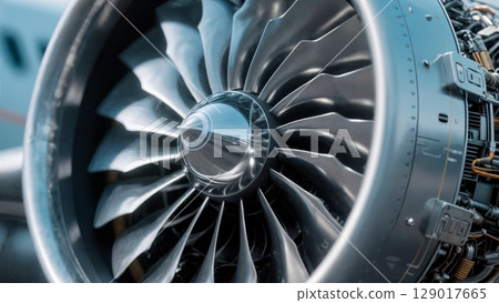 Airplane Engine Turbine, Power, Innovation, Engineering. Perfect for aerospace, technology, industrial design Airplane Engine Turbine, Power, Innovation, Engineering. Perfect for aerospace, technology, industrial design 129017665