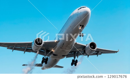 Sleek Commercial Airplane Animation, Futuristic Jet Soaring, Modern Air Travel. Perfect for travel agencies, aviation, global connectivity Sleek Commercial Airplane Animation, Futuristic Jet Soaring, Modern Air Travel. Perfect for travel agencies, aviation, global connectivity 129017676