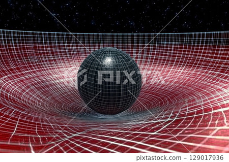 Visualization of the distortion of space-time matter by a huge massive object Visualization of the distortion of space-time matter by a huge massive object 129017936