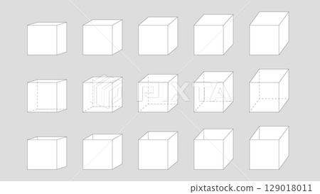 Set of cubes from different angles. Geometric vector illustration Set of cubes from different angles. Geometric vector illustration 129018011