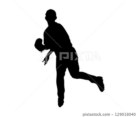Baseball player throwing motion silhouette (vector material) Baseball player throwing motion silhouette (vector material) 129018040