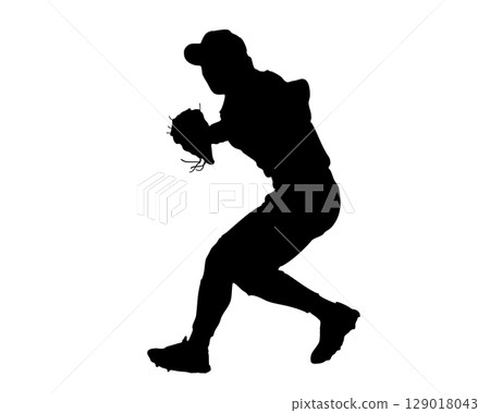 Baseball player throwing motion silhouette (vector material) Baseball player throwing motion silhouette (vector material) 129018043