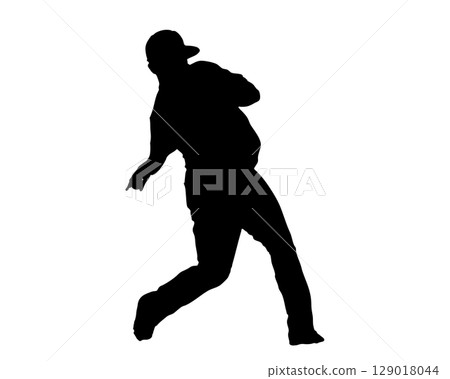 Baseball player throwing motion silhouette (vector material) Baseball player throwing motion silhouette (vector material) 129018044