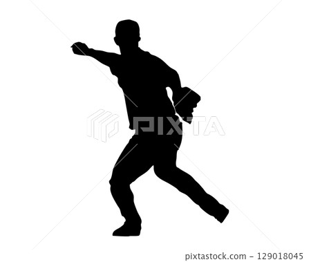 Baseball player throwing motion silhouette (vector material) Baseball player throwing motion silhouette (vector material) 129018045