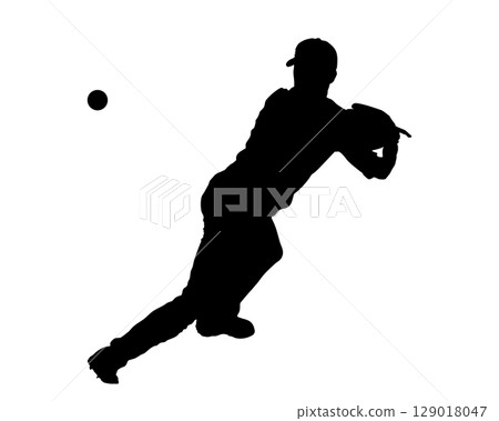 Baseball jumping throw silhouette (vector material) Baseball jumping throw silhouette (vector material) 129018047