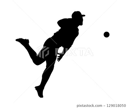 Silhouette of an outfielder returning home (vector material) Silhouette of an outfielder returning home (vector material) 129018050