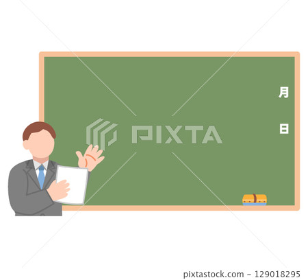 Teacher teaching at the blackboard 129018295