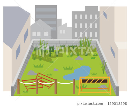 Vacant land between buildings, abandoned land, wasteland 129018298