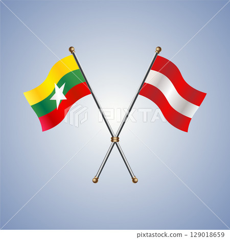 Myanmar and Austria flag. Vector Illustration 129018659