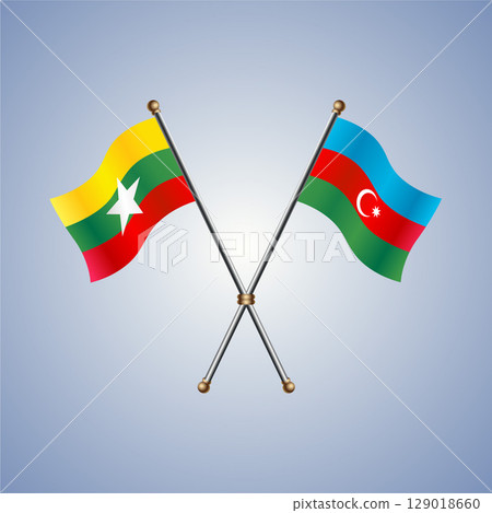 Myanmar and Azerbaijan flag. Vector Illustration Myanmar and Azerbaijan flag. Vector Illustration 129018660
