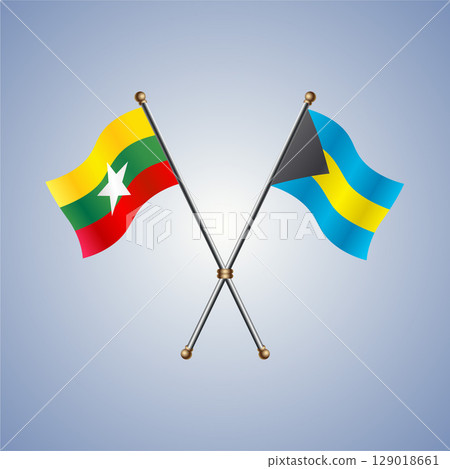 Myanmar and Bahamas flag. Vector Illustration Myanmar and Bahamas flag. Vector Illustration 129018661
