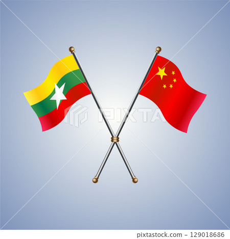 Myanmar and China flag. Vector Illustration 129018686
