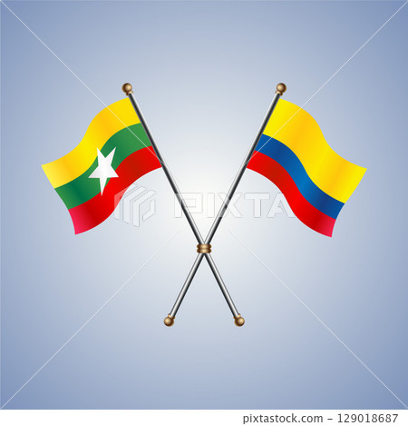 Myanmar and Colombia flag. Vector Illustration Myanmar and Colombia flag. Vector Illustration 129018687