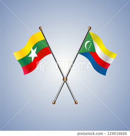 Myanmar and Comoros flag. Vector Illustration Myanmar and Comoros flag. Vector Illustration 129018688