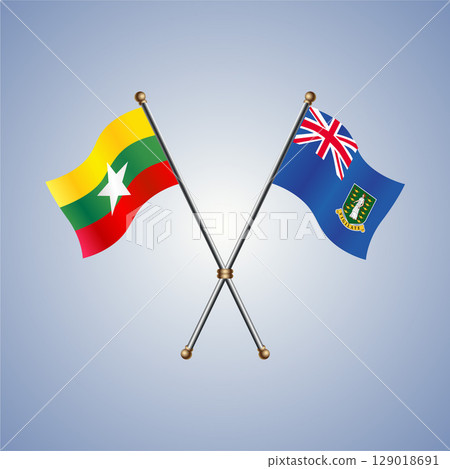 Myanmar and British Virgin Islands flag. Vector Illustration Myanmar and British Virgin Islands flag. Vector Illustration 129018691