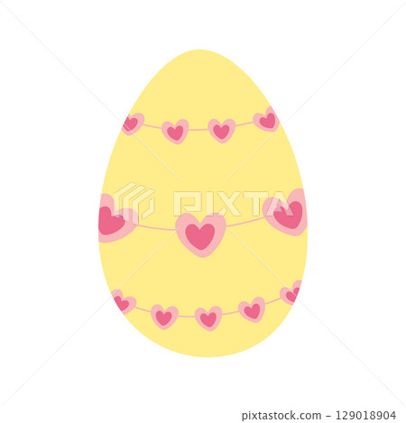 HandDrawn Easter Egg with Hearts Garlands Sticker Icon Pictogram Easter Greeting Design element idea 129018904