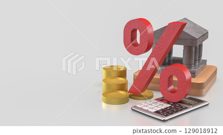 The Bank Building and Gold coins for Business concept 3d rendering. 129018912