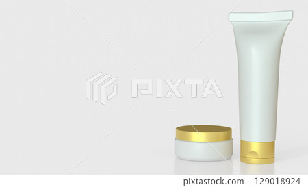 The Mock up package on white background for Beauty or Advertising concept 3d Rendering. The Mock up package on white background for Beauty or Advertising concept 3d Rendering. 129018924