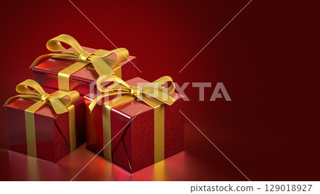 The Red Gift box  for celebration or Holiday concept 3d Rendering. 129018927