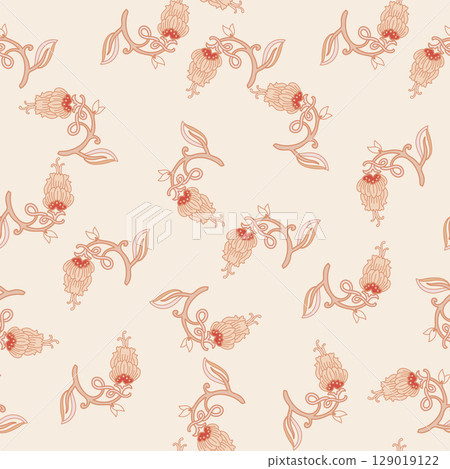 Beige Background Small Floral Pattern Beige Background Small Floral Pattern 129019122