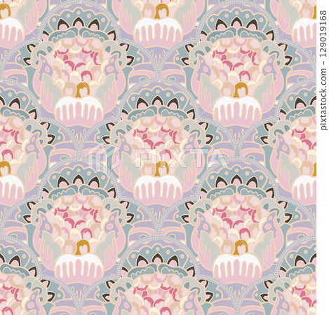 Abstract Decorative Rooster Pastel Pattern 129019168