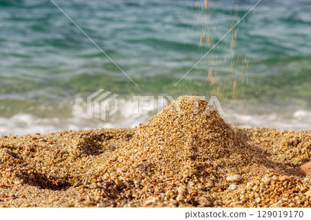 Sand construction made by child Sand construction made by child 129019170