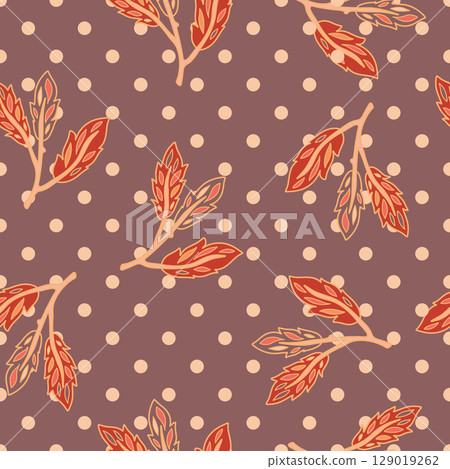 Decorative Leaf Polka Dot Pattern Decorative Leaf Polka Dot Pattern 129019262