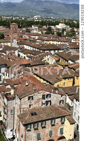 Aerial View of Historic City with Red-Tiled Roofs Aerial View of Historic City with Red-Tiled Roofs 129019288