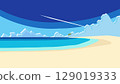 Dreamy Tropical Island Beach Landscape Illustration 129019333