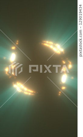Electric ring portal effect with particle lights and radial glow in darkness 129019434