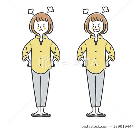 Angry woman whole body vector 129019444