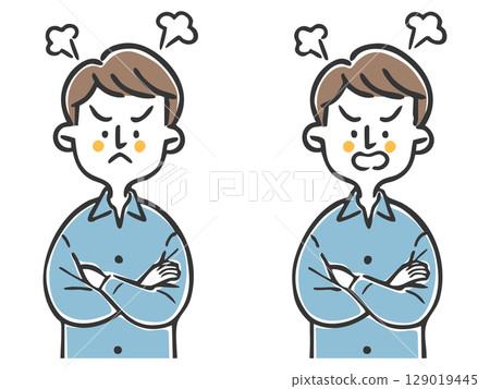 Angry man upper body vector Angry man upper body vector 129019445