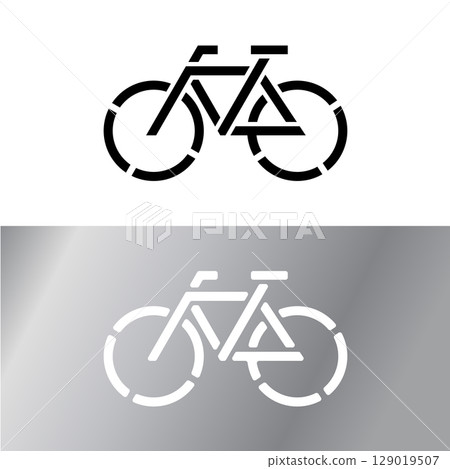 Bicycle sign for cutting in metal or plastic. Laser or mill cut out template of a bike. Bicycle parking sign element. Vandal-proof design with no hanging parts of silhouette. 129019507