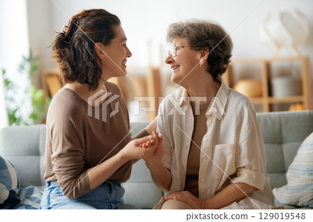 Happy patient and caregiver 129019548