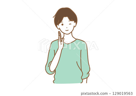 男人用一隻手道歉 男人用一隻手道歉 129019563