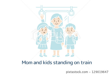 媽媽和孩子們站在火車上（沒有主線） 129019647