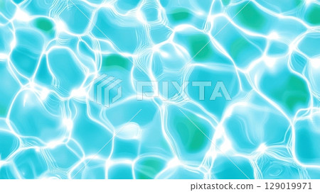 Close-up view of tranquil water ripples in a swimming pool reflecting shades of turquoise and olive green under natural sunlight Close-up view of tranquil water ripples in a swimming pool reflecting shades of turquoise and olive green under natural sunlight 129019971