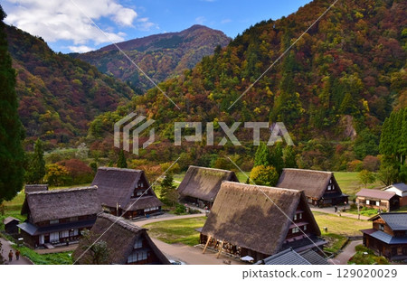 Autumn scenery of the Gokayama Gassho-style Village, a World Heritage Site Autumn scenery of the Gokayama Gassho-style Village, a World Heritage Site 129020029