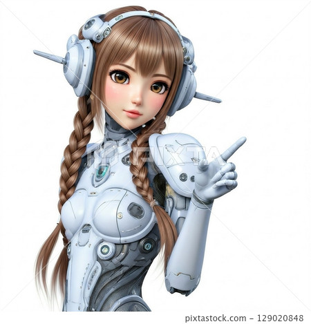 Mecha girl is pointing 129020848