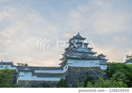 The beautiful castle walls and traditional Japanese architecture of Himeji Castle, a World Heritage Site The beautiful castle walls and traditional Japanese architecture of Himeji Castle, a World Heritage Site 129020959