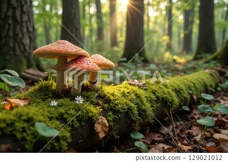 Mushrooms in forest. 129021012