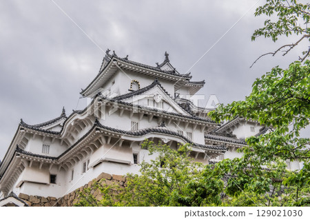 世界遺產姬路城美麗的城牆和傳統的日本建築 129021030
