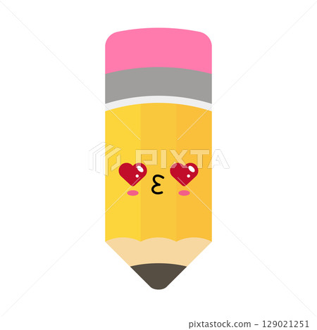 This is an adorable and cute Kawaii Pencil design featuring charming heart eyes, perfect for art 129021251