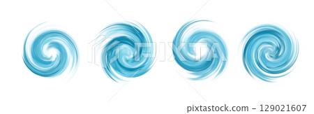 Water blue swirl on white background. Spiral air vortex. Water blue swirl on white background. Spiral air vortex. 129021607