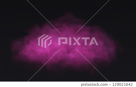 Pink smoke cloud on black transparent background. Fog vector effect. Pink smoke cloud on black transparent background. Fog vector effect. 129021642