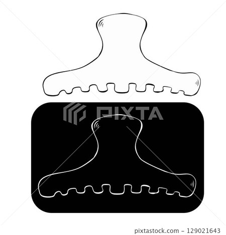 Hair claw clip hair accessory Isolated logo. Vector graphic line ink illustration. classic retro design Perfect for cards, decorations, stickers, logo, menu, various designs. Hair claw clip hair accessory Isolated logo. Vector graphic line ink illustration. classic retro design Perfect for cards, decorations, stickers, logo, menu, various designs. 129021643