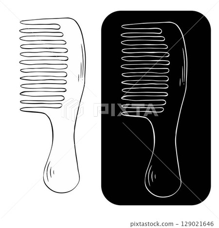 Comb Isolated logo. Vector graphic line ink illustration. Comb stock vector icon for web, mobile app design for fashion graphics, textile prints, fabrics, wallpapers. 129021646
