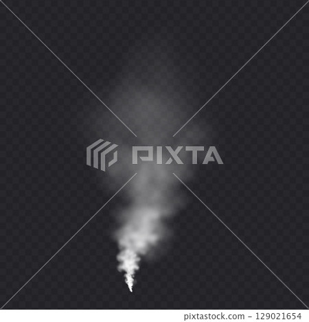 Smoke cloud isolated in transparent background. White realistic steam 129021654