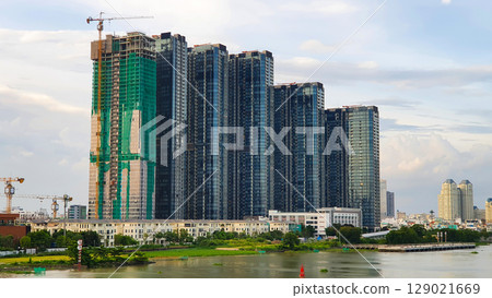 Luxury Residential Apartments Under Construction At Saigon Riverbank. 129021669
