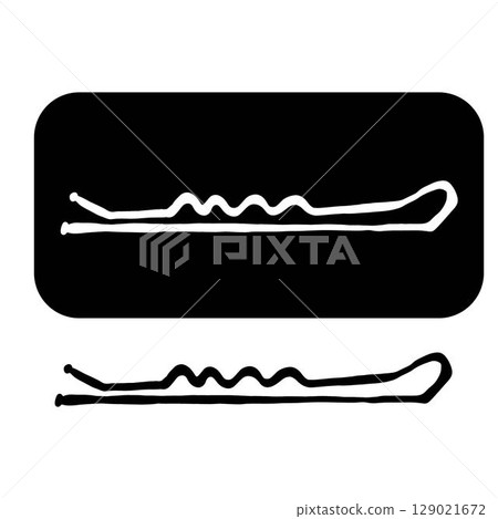 bobby pin Isolated logo. Vector graphic line ink illustration. hair pin Silhouette sign for logo, print, comics, fashion, pop art, boards, design, stickers, decoration, posters 129021672